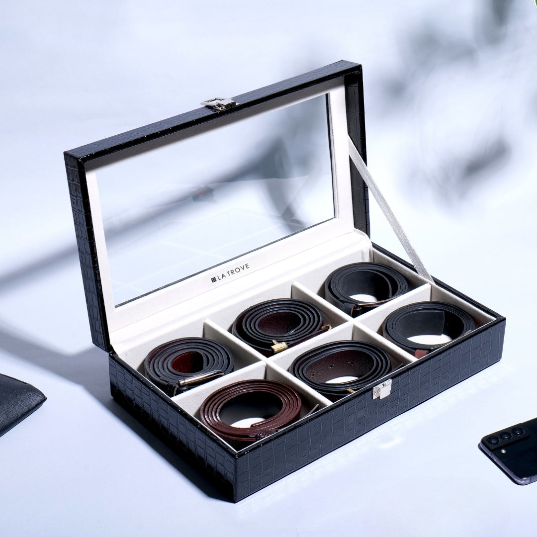 Premium 6 Slot Belt Box Glass